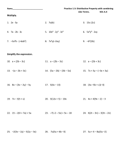 Multiply. 1. 2x &middot; 3y 2. 7a(b)