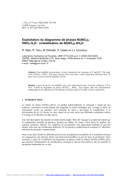 Exploitation du diagramme de phases Ni(NO3)2- HNO3