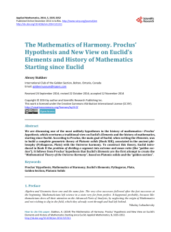 The Mathematics of Harmony. Proclus` Hypothesis and New View on