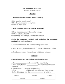 ELA Homework 2/27-3/3/17 Monday 1. Mark the sentence that is