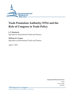 Trade Promotion Authority (TPA) and the Role of Congress in Trade