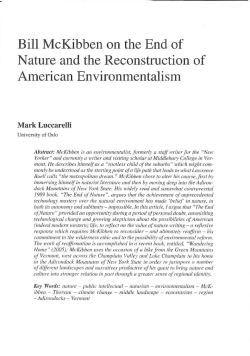 Bill McKibben on the End of Nature and the Reconstruction of