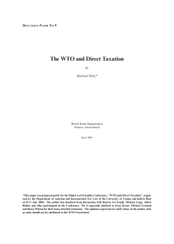 The WTO and Direct Taxation