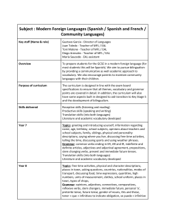 Subject : Modern Foreign Languages (Spanish