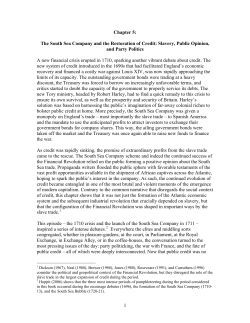 The South Sea Company and the Restoration of Credit