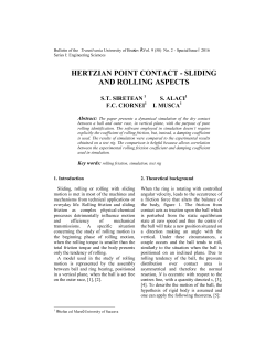 HERTZIAN POINT CONTACT - SLIDING AND ROLLING ASPECTS