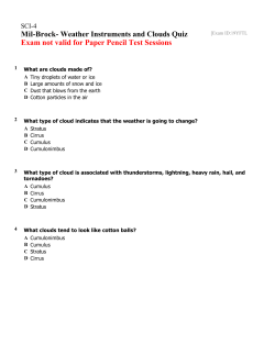 SCI-4 Exam [E-19YFTL] Mil-Brock- Weather Instruments and Clouds