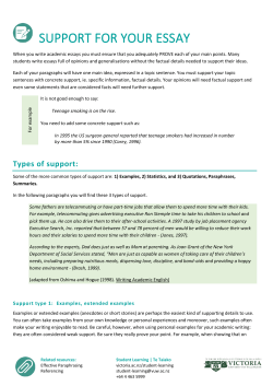 Support for your essay - Victoria University of Wellington