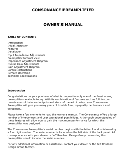 consonance preamplifier owner`s manual