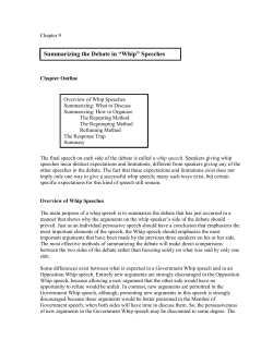 Summarizing the Debate in &ldquo;Whip&rdquo; Speeches Chapter