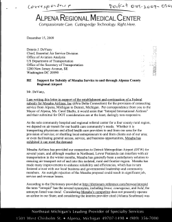 Alpena Regional Medical Center in Support of Mesaba Airlines