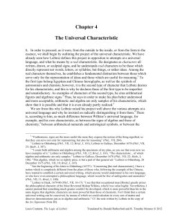 Chapter 4 The Universal Characteristic