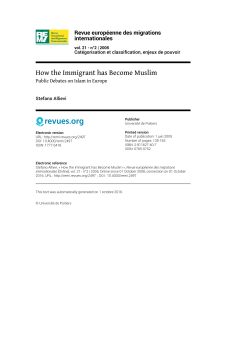 How the Immigrant has Become Muslim