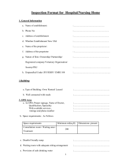 Inspection Format for Hospital/Nursing Home