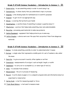 Grade 5 STAAR Science Vocabulary &ndash; Introduction to Science 1: I1
