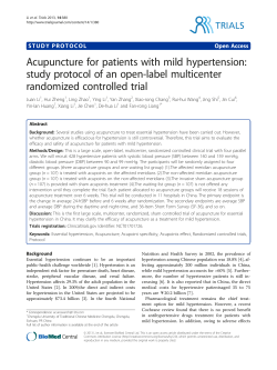 Acupuncture for patients with mild hypertension: study protocol of an
