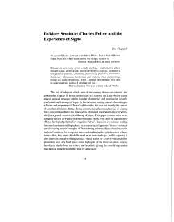 Folklore Semiotic: Charles Peirce and the Experience of Signs