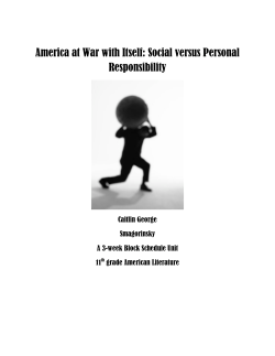 America at War with Itself: Social versus Personal Responsibility