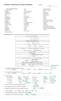 Chemistry Final Exam: Practice Problems