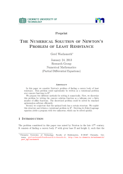 The Numerical Solution of Newton`s Problem of Least