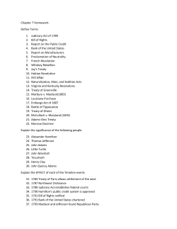 Chapter 7 Homework Define Terms 1. Judiciary Act of 1789 2. Bill of