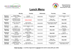Grand Island Summer Camp Lunch Menu 2017