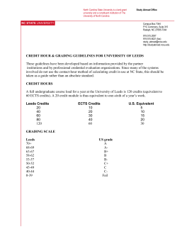 Credits and Hours &ndash; NCSU University of Leeds