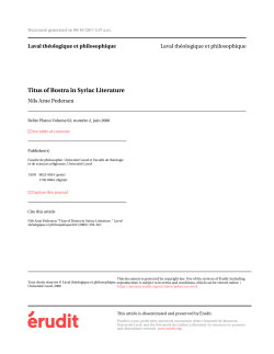 Titus of Bostra in Syriac Literature