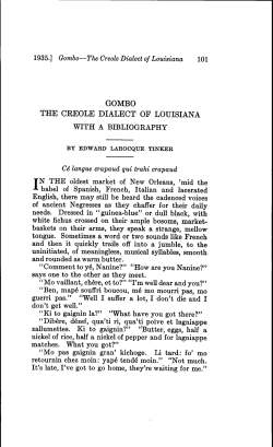 Gombo&mdash;The Creole Dialect of Louisiana