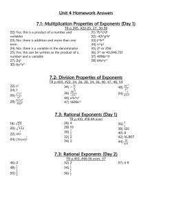 Unit 4 Homework Answers 7.1: Multiplication Properties of