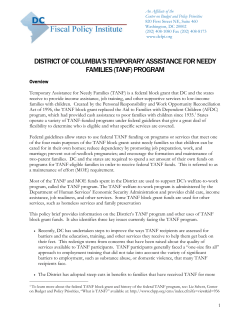 district of columbia`s temporary assistance for needy families