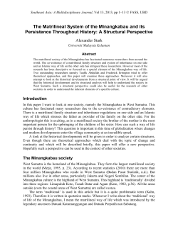 The Matrilineal System of the Minangkabau and its Persistence