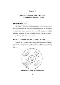 Chapter - 4 CLASSIFICATION, ANALYSIS AND INTERPRETATION