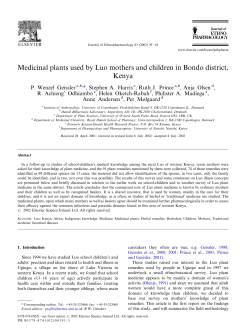Medicinal plants used by Luo mothers and children in Bondo district