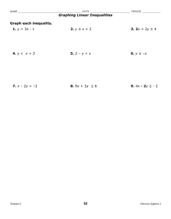 52 Graphing Linear Inequalities Graph each inequality. 1. y > 3x