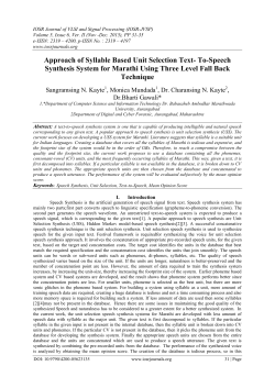Approach of Syllable Based Unit Selection Text- To