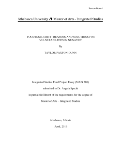 Food Insecurity: Reasons and Solutions for Vulnerabilities in Nunavut