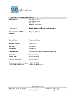Magnesium Sulfate for Injection