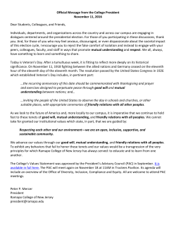 Official Message from the College President November 11, 2016