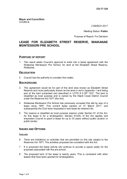 LEASE FOR ELIZABETH STREET RESERVE, WAIKANAE