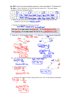 Aim #25: How do you solve problems using sine, cosine and tangent