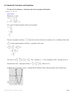 0-3 Quadratic Functions and Equations page p13 9