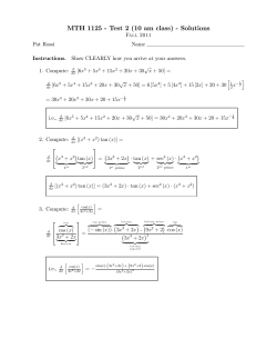 MTH 1125 - Test 2 (10 am class) - Solutions