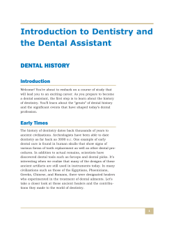 Introduction To Dentistry And The Dental Assistant