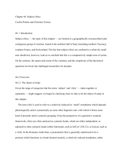 Subject clitics - Cecilia Poletto