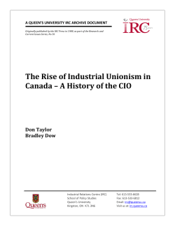 The Rise of Industrial Unionism in Canada