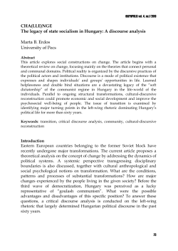 CHA(LLE)NGE The legacy of state socialism in Hungary: A