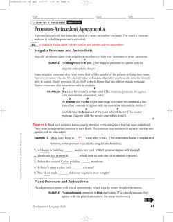 Pronoun-Antecedent Agreement A
