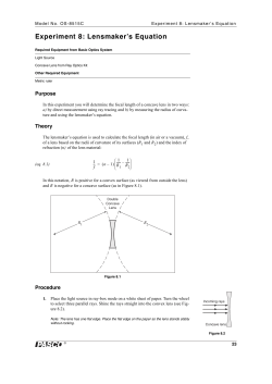 Experiment 8: Lensmaker`s Equation