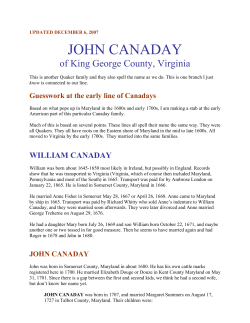 JOHN CANADAY of King George County, Virginia